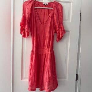 BARGAIN! Michael Stars Women's Cool Double Gauze Mini Dress, Sz S, Vibrant Coral